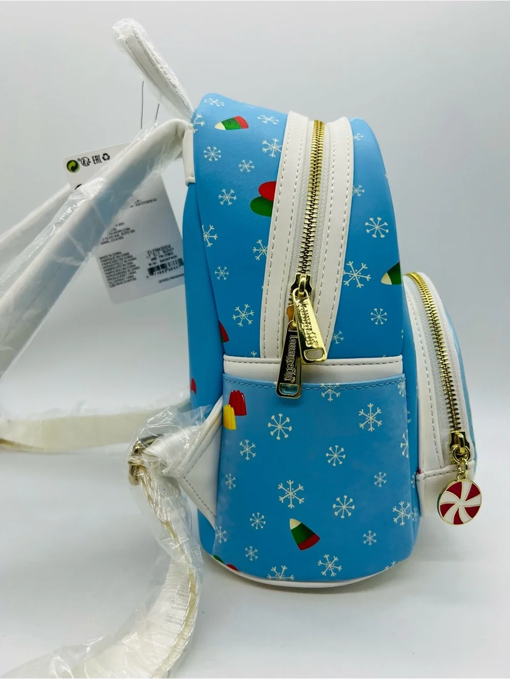Loungefly Blue Elf Buddy & Friends Winter Scene Mini Backpack NWT